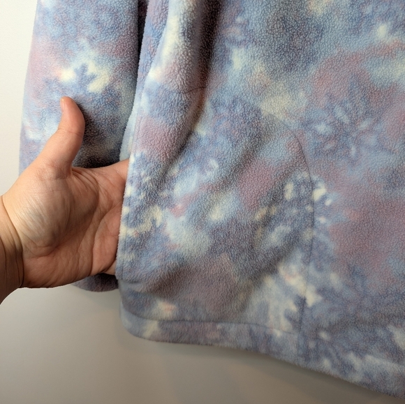 Tradition Country Blue Pink White Snow Fleece Grandma Zip Up Sweater Medium - Picture 7 of 10